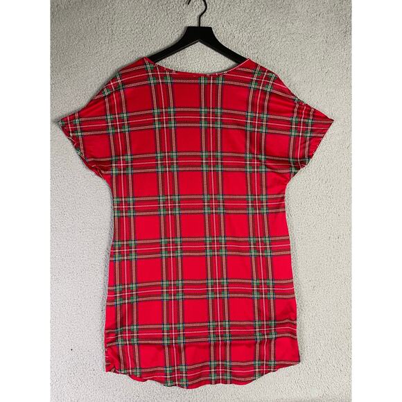 Joyspun Women's Red Plaid Snuggle Nightgown‎ Pajama Shirt Size Small Soft Lounge - Picture 4 of 7